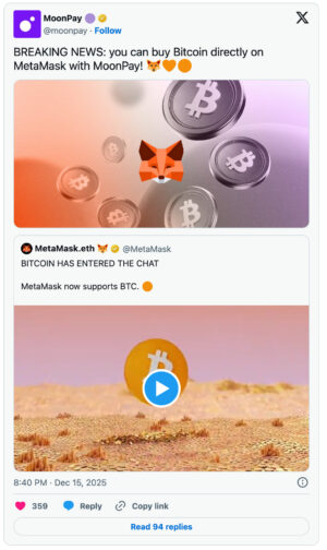 خرید بیت‌کوین با متامسک