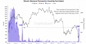 Bitcoin Mempool Transaction Count by Fee Cohort